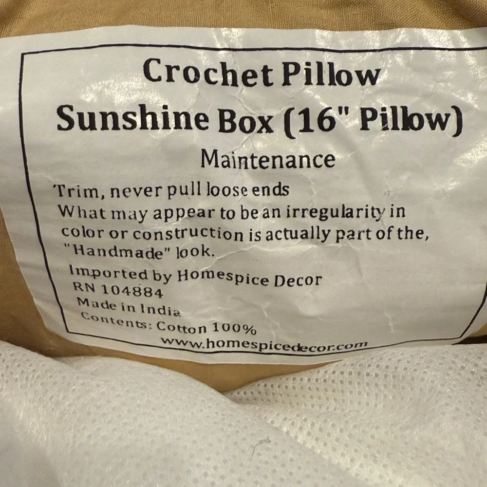Homespice‎ Decor Handmade Crochet Square Throw Pillow